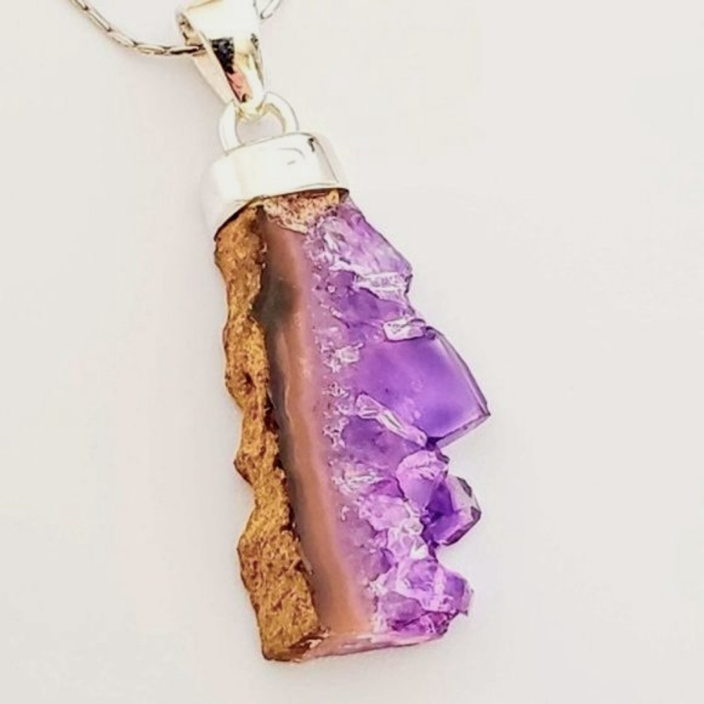 Amethyst Crystal Sterling Pendant